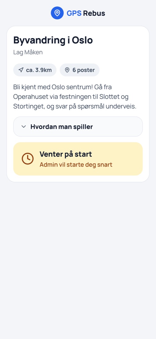 Deltaker venter på at arrangøren starter spillet