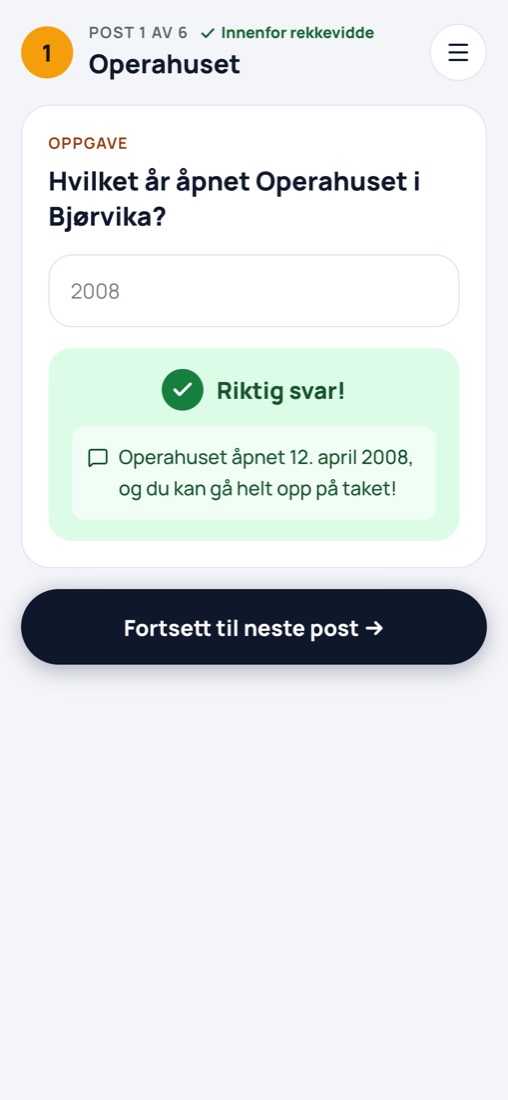 Oppgaven ved Operahuset er besvart riktig